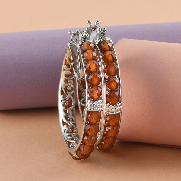 Hessonit Granat-Creolen, Messing ca. 26,50 ct image number 2