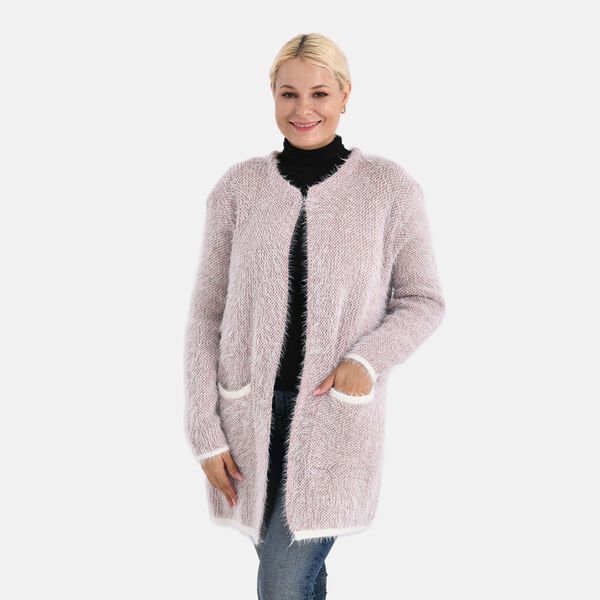 Kuschelweicher, langer Übergangs-Cardigan mit 2 Taschen, gestrickt, Beige image number 4