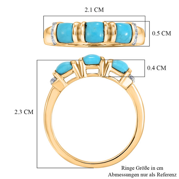 D'Joy Sleeping Beauty T&uuml;rkis, Wei&szlig;er Zirkon Ring 925 Silber 750 Vergoldet (Gr&ouml;&szlig;e 21.00) ca. 1,04 ct image number 6