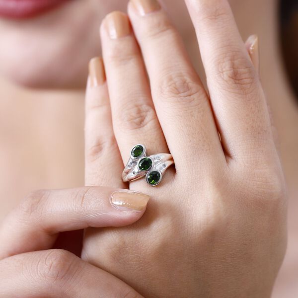 AA natürlicher Chromdiopsid und Zirkon-Ring - 1,28 ct. image number 3