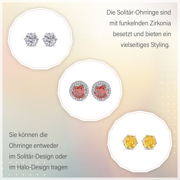 3er-Set- wei&szlig;e, gelbe und rote Zirkonia-Ohrringe - 5,10 ct. image number 9