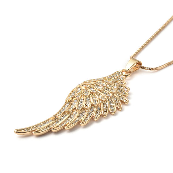 Weißer Kristall-Anhänger mit Kette, 71+5 cm, goldfarben image number 3