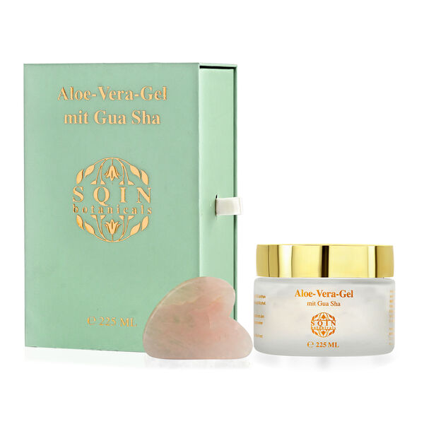 SQIN Botanicals - Aloe Vera Gel Set mit Rosenquarz Gua Sha, 225ml image number 0