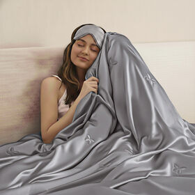 Serenity Night Seidendecke aus 100% Maulbeerseide mit 500gsm Kunstdaunenf&uuml;llung, 135x200cm, Grau