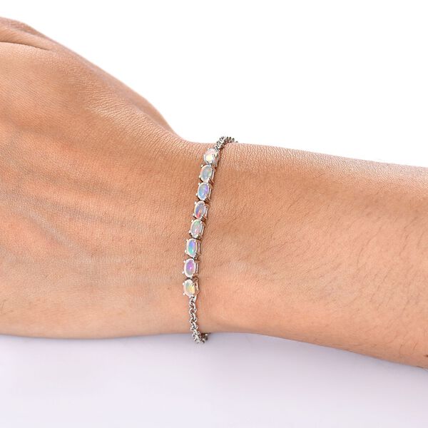D'Joy AA nat&uuml;rliches, &auml;thiopisches Welo Opal 20cm Armband, 925 Silber platiniert - 1,53 ct. image number 2