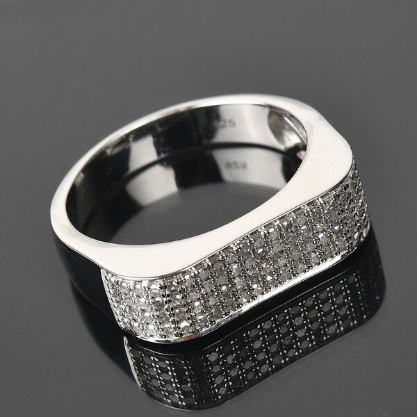 Diamant Herren Ring 925 Silber Platin-Überzug image number 2