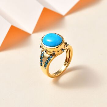 AA Sleeping Beauty T&uuml;rkis und Neon Apatit Ring - 4,68 ct.