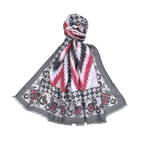 Wolkenweicher Schal mit Wellenmuster, Grau