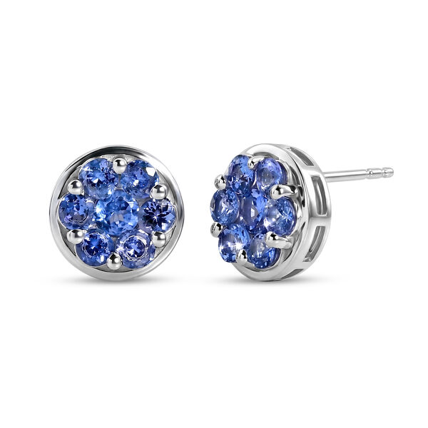 D'Joy AA Tansanit Ohrringe 925 Silber Platiniert ca. 1,81 ct.