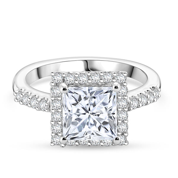 LUSTRO STELLA Hergestellt mit ZIRKONIA Ring 925 Silber Platin-&Uuml;berzug (Gr&ouml;&szlig;e 16.00) ca. 4,05 ct