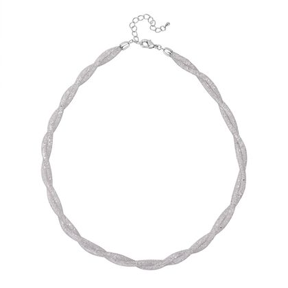 Wei&szlig;e Kristall Halskette ca. 50 cm + 5 cm Extender, silberfarben