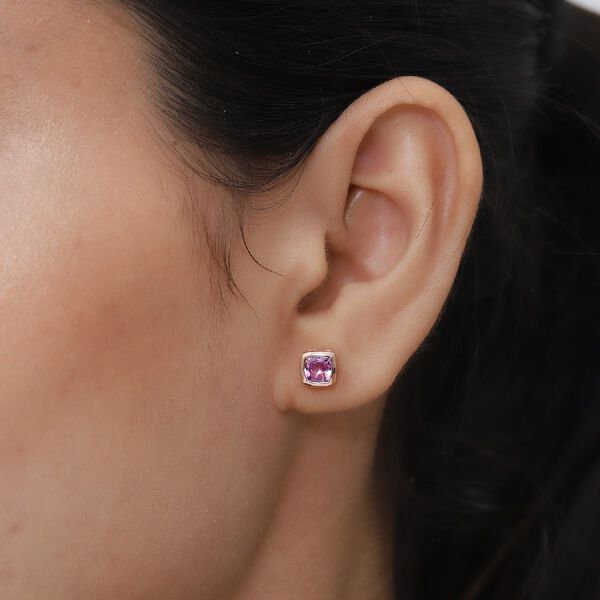 AA Rosa Saphir-Ohrstecker, 375 Roségold ca. 1.27 ct image number 3