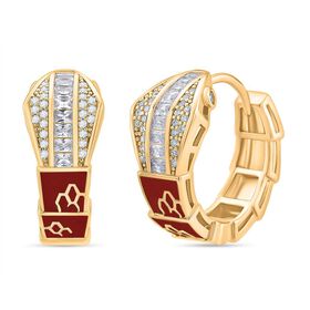 Weißer Zirkonia Ohrringe Nickelfreies Messing emailliert 0.50 ct