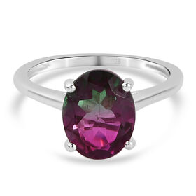 Wassermelonen Quarz Triplett Solitär-Ring, 925 Silber  ca. 2,78 ct