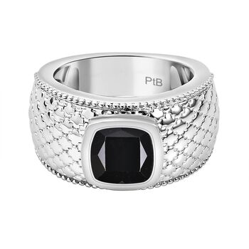 Schwarzer Spinell Ring in Silberton - 3,02 ct.