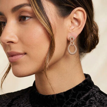 Wei&szlig;er Kristall Ohrringe, goldfarben