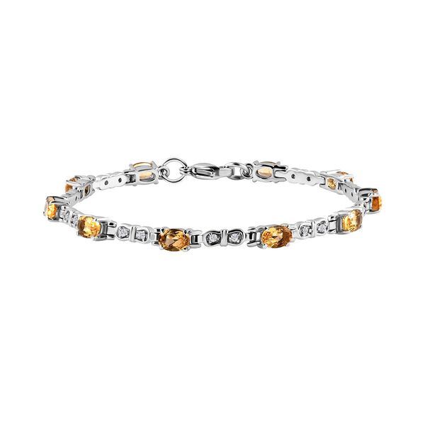 3er Set, Citrin Ohrringe, Armband, Anhänger mit Kette, Edelstahl, ca. 7.28 ct image number 4