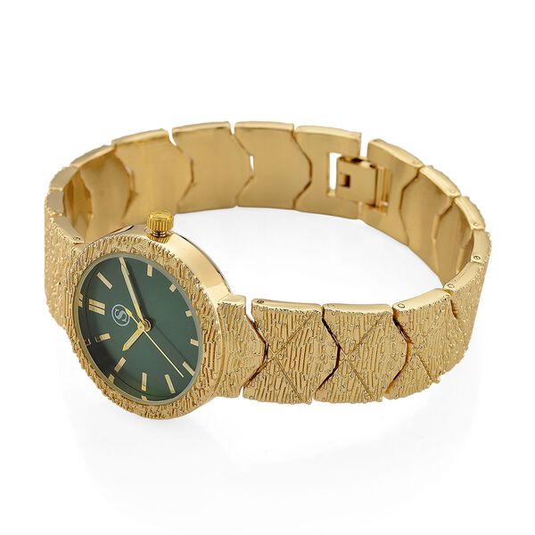 STRADA - Japanisches Uhrwerk, Gr&uuml;nes Zifferblatt mit goldplattiertem Alloy Armband, 20 cm image number 5