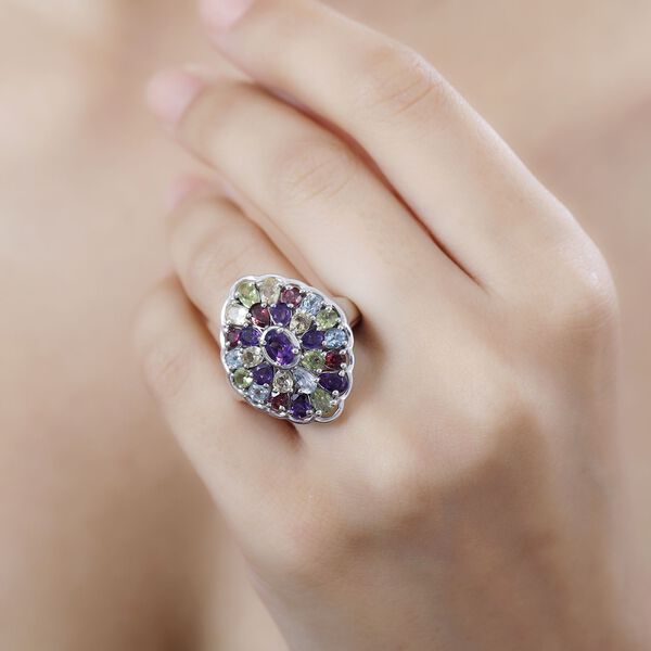 Mehrfarbig Edelstein Ring 925 Silber rhodiniert (Gr&ouml;&szlig;e 17.00), ca. 5.20 ct image number 3