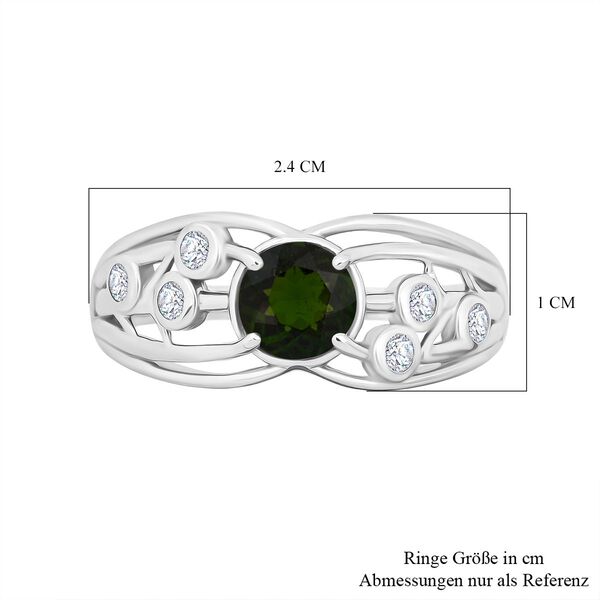 Nat&uuml;rlicher Chromdiopsid und Moissanit Ring - 1 ct. image number 6