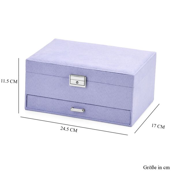 3-schichtige Schmuckbox aus Samt mit 5 Silberputztüchern in Lila, 24,5x17x11,5cm image number 9