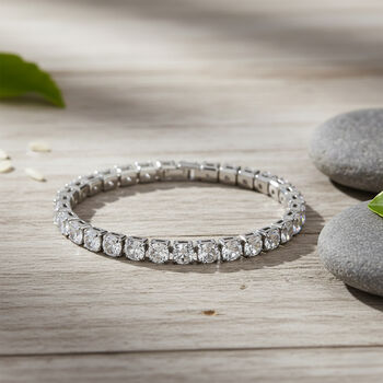 Wei&szlig;es Zirkonia 19cm Armband in Silberton