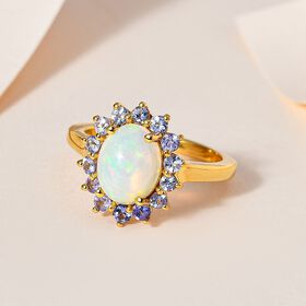 AA natürlicher, äthiopischer Welo Opal und Tansanit-Ring - 1,74 ct.