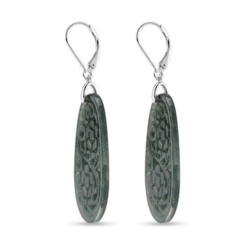 D'Joy Nat&uuml;rlicher Olmek Jadeit Ohrringe 925 Silber Rhodiniert ca. 35,00 ct.
