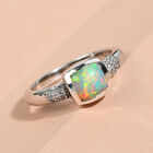 Natürlicher, äthiopischer Opal und Zirkon-Ring, 925 Silber platiniert  ca. 0,79 ct image number 1