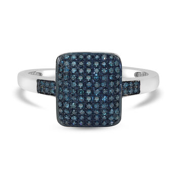 Blauer Diamant Ring 925 Silber platiniert (Gr&ouml;&szlig;e 16.00) ca. 0,50 ct