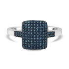 Blauer Diamant Ring 925 Silber platiniert (Größe 16.00) ca. 0,50 ct
