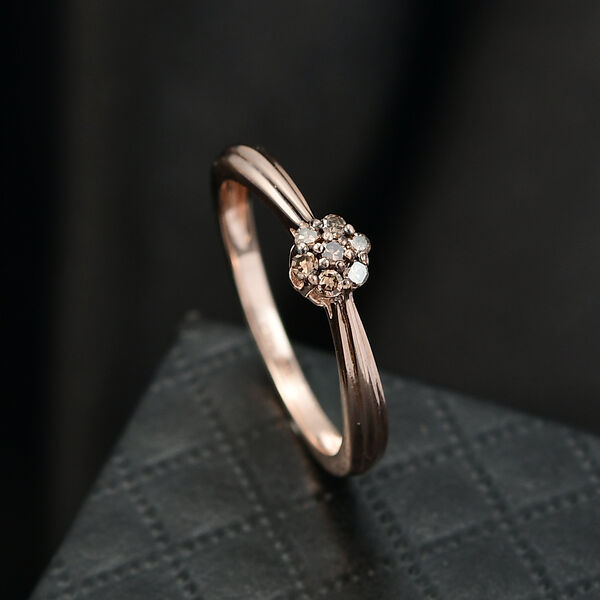 D'Joy Nat&uuml;rlicher Champagner Diamant Ring und Ohrringe image number 3