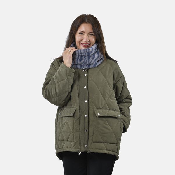 Innovativer 2 in 1 Infinity Schal und Mütze, Graues Zebramuster image number 3