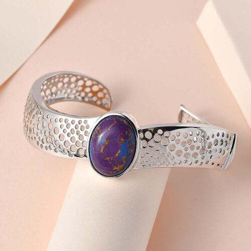 Lila Türkis Designer Armreif ca. 19 cm, platiniert ca. 14.88 ct image number 1
