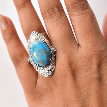 EverTrue blauer T&uuml;rkis und himmelblauer Topas Ring - 15,90 ct.