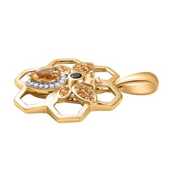 GP Trinfo Kollektion - Citrin, Schwarzer Spinell Anh&auml;nger, 925 Silber 750 Gelbgold Vermeil ca. 1.25 ct