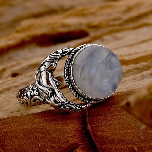 Royal Bali Kollektion- Regenbogen Mondstein Cocktail Ring- 13,25 ct. image number 1