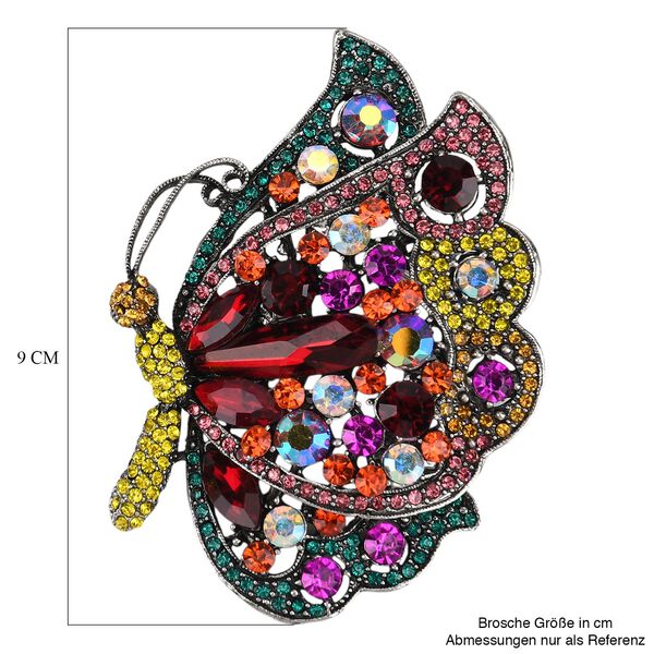 Mehrfarbiger Kristall Brosche Antik-silber-Plattierung image number 5
