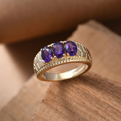 Afrikanischer Amethyst Ring Edelstahl vergoldet (Größe 20.00) ca. 1,45 ct image number 1
