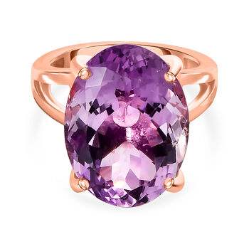 AAA Rose De France Amethyst Ring, 925 Silber ros&eacute;vergoldet (Gr&ouml;&szlig;e 19.00) ca. 12.30 ct