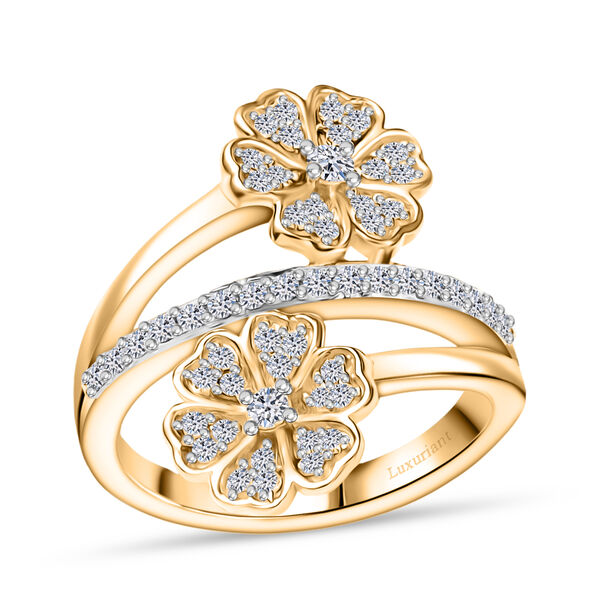 LUXURIANT SI-GH Labor Diamant Ring, 925 Silber 750 Gelbgold Vermeil - 0,54 ct. image number 3
