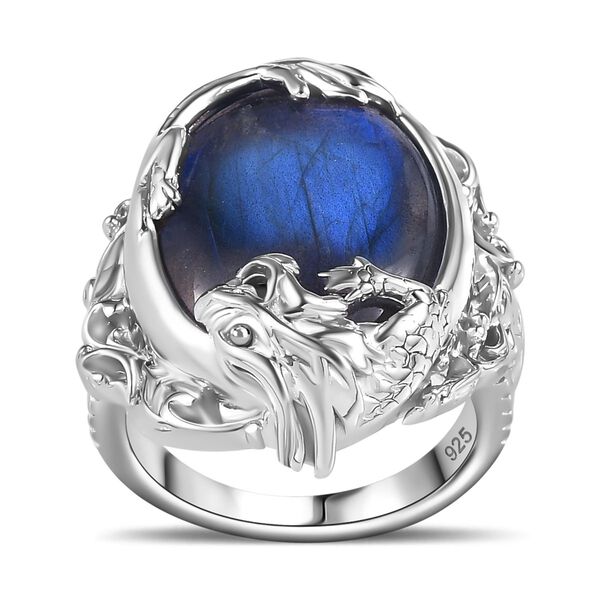 AAA Labradorit Ring 925 Silber rhodiniert (Gr&ouml;&szlig;e 19.00) ca. 18,05 ct image number 4