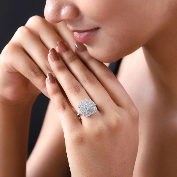 Wei&szlig;er Diamant Ring, 925 Silber platiniert (Gr&ouml;&szlig;e 21.00) ca. 1.00 ct image number 3