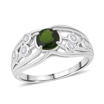 Nat&uuml;rlicher Chromdiopsid und Moissanit Ring - 1 ct.