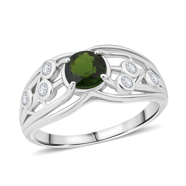 Natürlicher Chromdiopsid und Moissanit Ring - 1 ct. image number 3