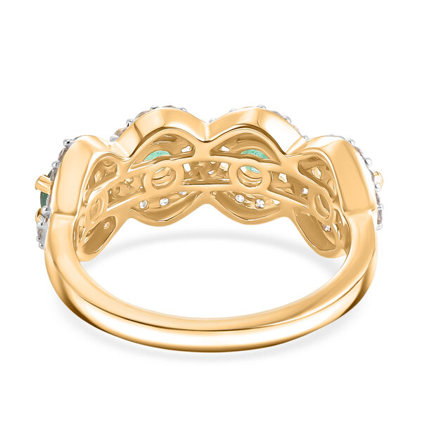 D'Joy Kagem Sambischer Smaragd, Wei&szlig;er Zirkon Ring 925 Silber 750 Gelbgold vermeil (Gr&ouml;&szlig;e 20.00) (10-15 Werktage Lieferzeit) ca. 1.34 ct image number 5