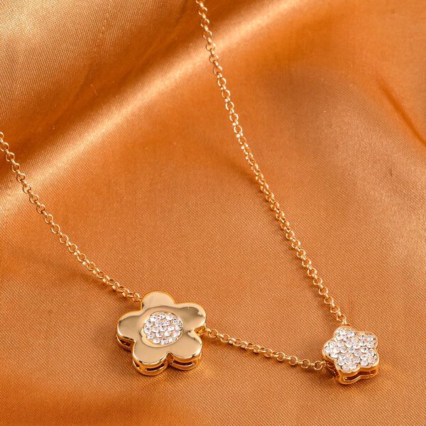 Wei&szlig;e Kristall-Halskette in Goldton, 50 cm - 0,50 ct. image number 2