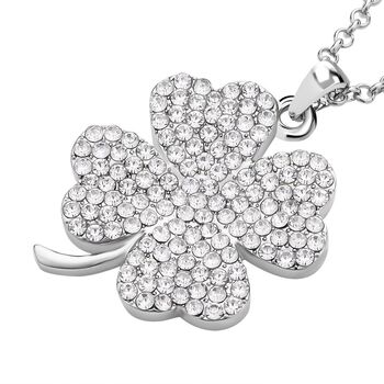 Wei&szlig;er Kristall-Kleeblatt-Anh&auml;nger mit Kette - 2,50 ct.