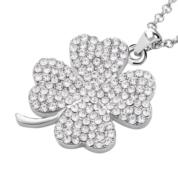 Wei&szlig;er Kristall-Kleeblatt-Anh&auml;nger mit Kette - 2,50 ct. image number 4