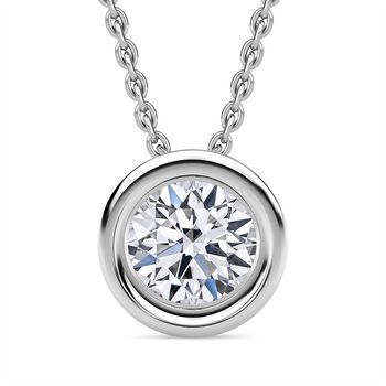 LUXURIANT VS-EF Labor Diamant Anh&auml;nger mit 50cm Kette, 925 Silber platiniert- 0,25 ct.